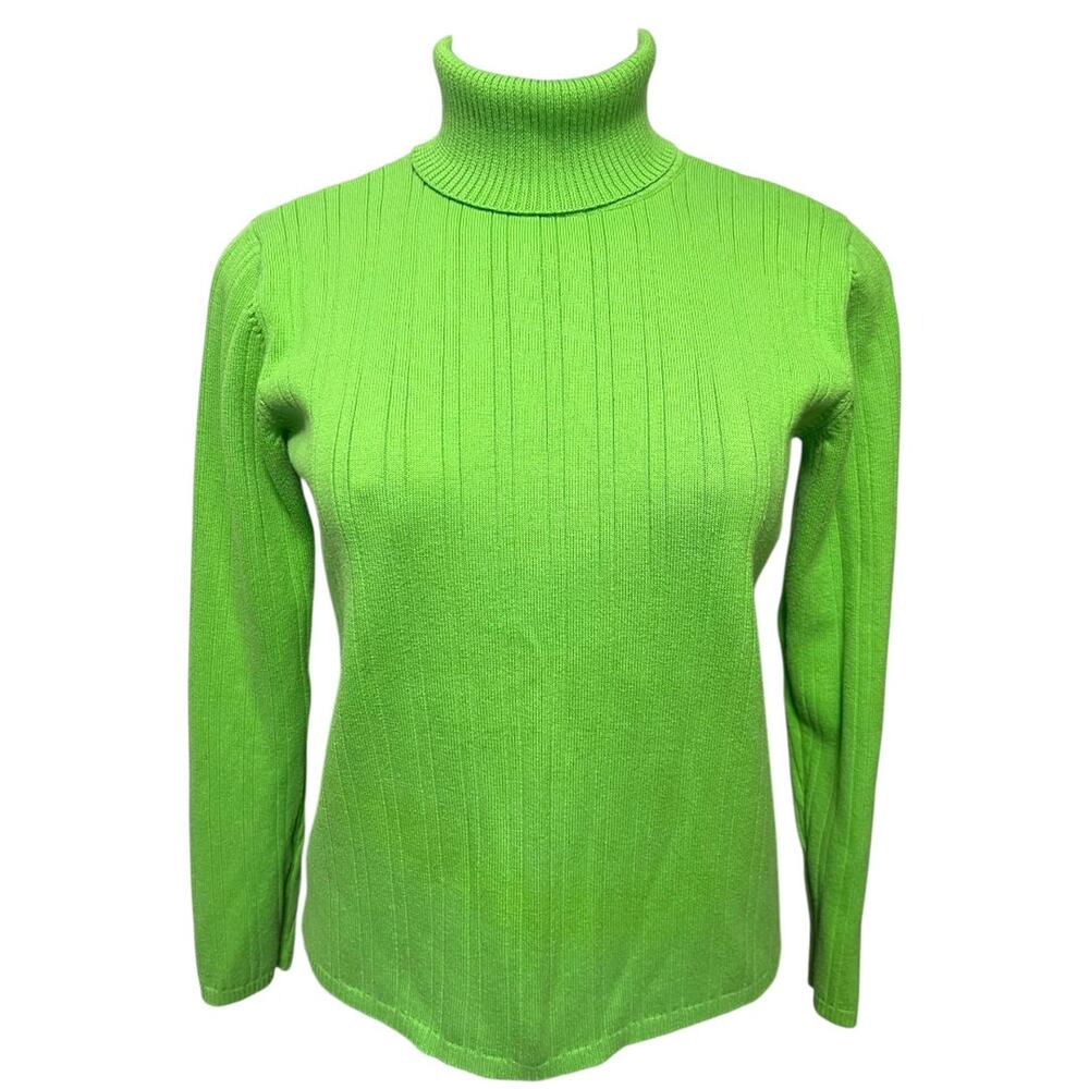 Small Talbots Womens Spring Green Sweater Turtleneck Ribbed
